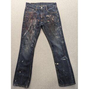 Levis 517 Jeans Mens 32x34 Blue Denim Boot Cut Paint Splatter Distressed Zip Fly